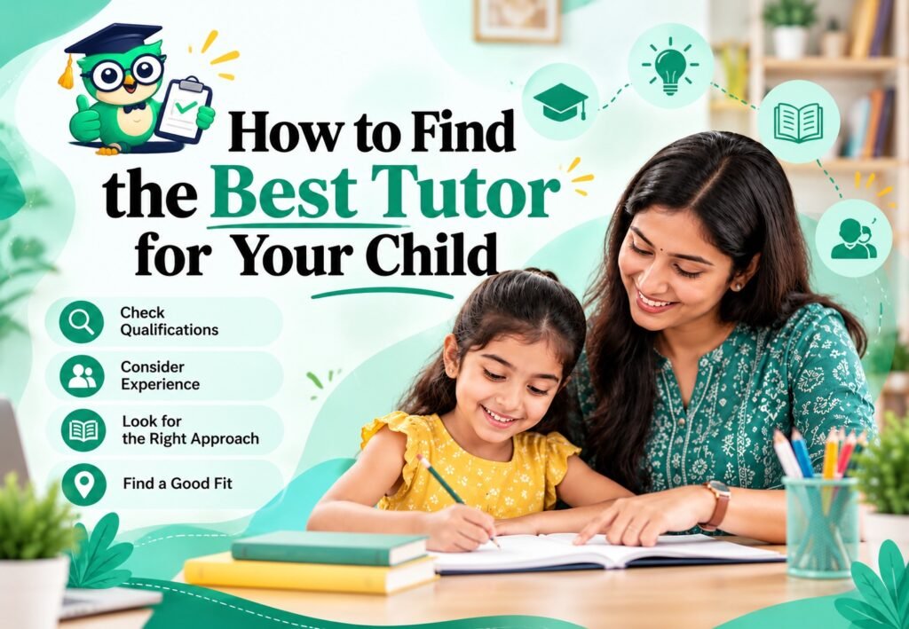 Mother helping her daughter study while highlighting tips for finding the best tutor, including qualifications, experience, teaching approach and suitability.